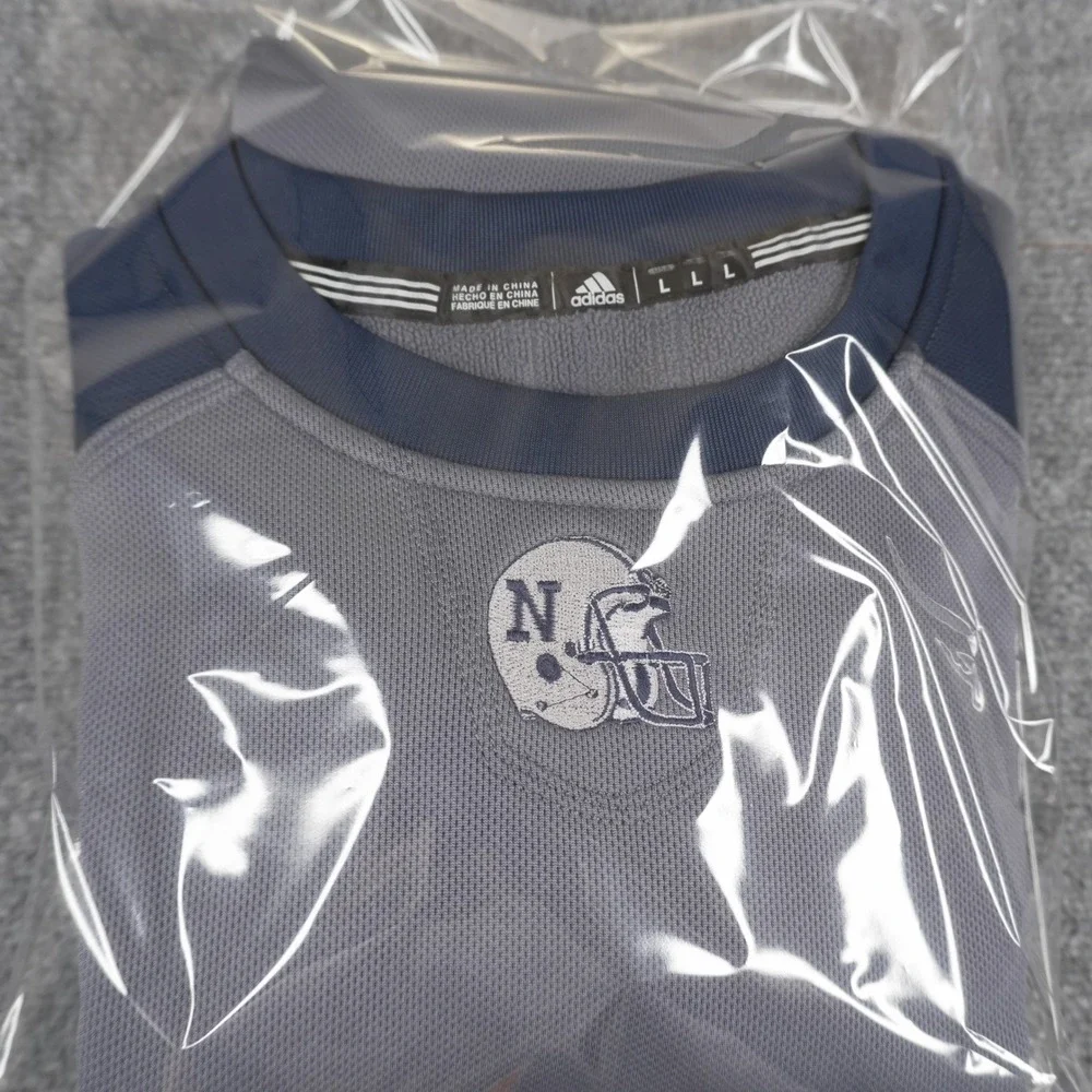 Adidas Pullover Mens Large Grey Navy Blue‎ Midshipmen Football Helmet Raglan L